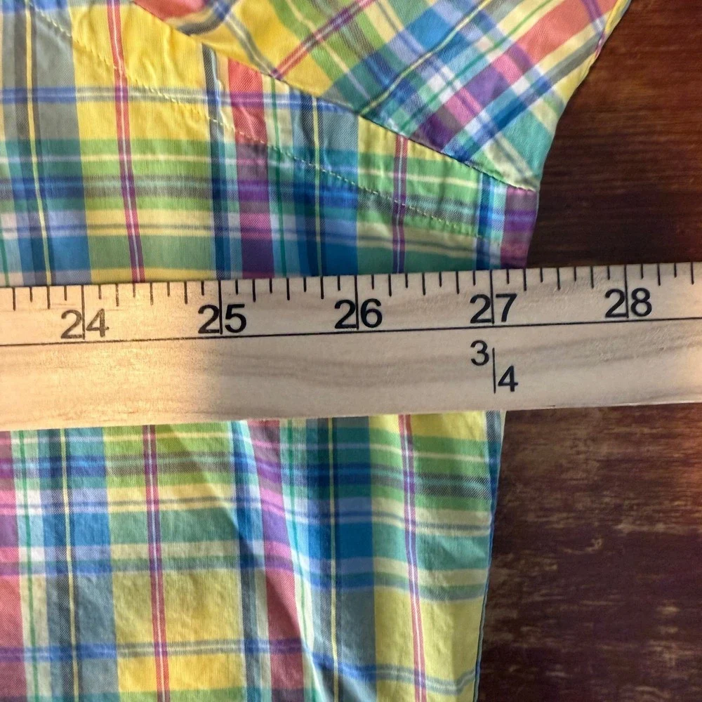 Polo Ralph Lauren Shirt Mens XXL Yellow Multi Plaid Madras Safari Button Up FLAW